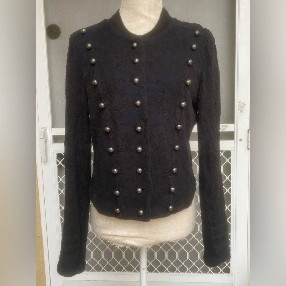 free people military button tapestry woven jacket sz. l